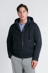 GIUBBOTTO TAGLIO FELPA CON  MANICHE IN MAGLIA BLEU